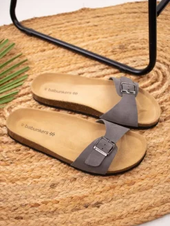 BABUNKERS Family Hausschuhe|Sandalen & Pantoletten^Leder-Pantoletten in Grau