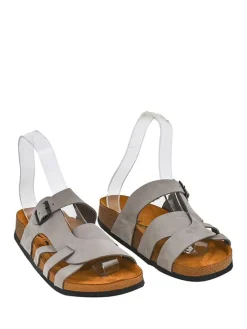 Leder-Pantoletten in Grau><noscript><img width=