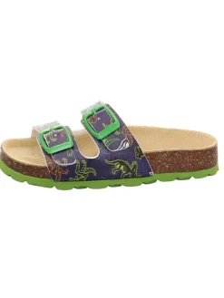 Leder-Pantoletten in Grün/ Dunkelblau>superfit Discount