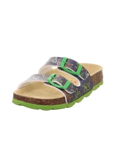 Leder-Pantoletten in Grün/ Dunkelblau>superfit Discount