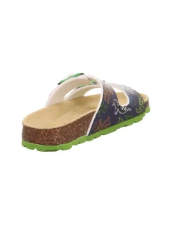 Leder-Pantoletten in Grün/ Dunkelblau><noscript><img width=