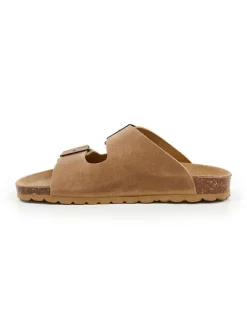 Leder-Pantoletten in Hellbraun>billowy Sale