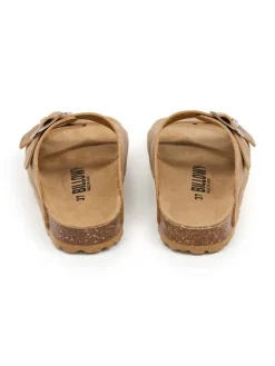 Leder-Pantoletten in Hellbraun><noscript><img width=