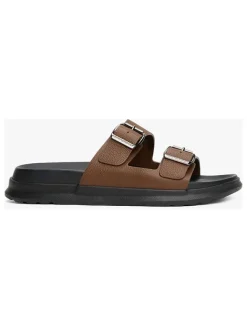 Leder-Pantoletten in Hellbraun>Tommy Hilfiger Shoes Sale