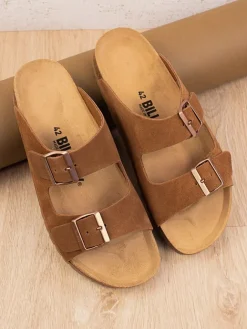 billowy Hausschuhe|Sandalen & Pantoletten^Leder-Pantoletten in Hellbraun