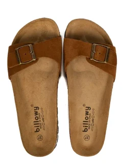 Leder-Pantoletten in Hellbraun><noscript><img width=
