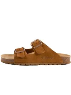 Leder-Pantoletten in Hellbraun>billowy Hot