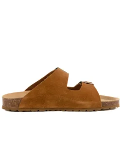 Leder-Pantoletten in Hellbraun>billowy Hot
