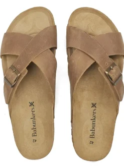 BABUNKERS Family Hausschuhe|Sandalen & Pantoletten^Leder-Pantoletten in Hellbraun