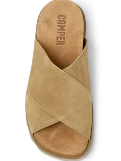 Camper Hausschuhe|Sandalen & Pantoletten^Leder-Pantoletten in Hellbraun