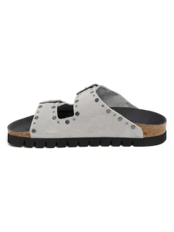 billowy Clogs & Pantoletten^Leder-Pantoletten in Hellgrau