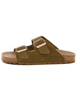 billowy Clogs & Pantoletten·Pantoletten^Leder-Pantoletten in Khaki