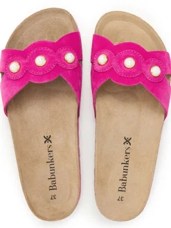 Leder-Pantoletten in Pink><noscript><img width=