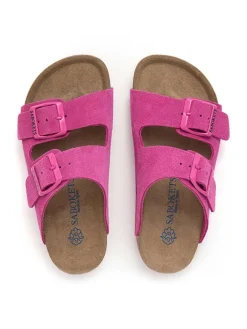 Leder-Pantoletten in Pink><noscript><img width=