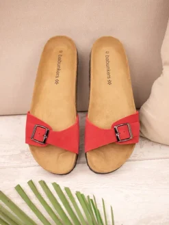 Leder-Pantoletten in Rot><noscript><img width=