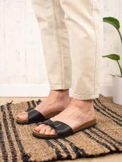 BABUNKERS Family Hausschuhe|Sandalen & Pantoletten^Leder-Pantoletten in Schwarz