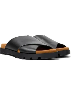 Leder-Pantoletten in Schwarz>Camper New