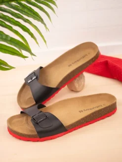 Leder-Pantoletten in Schwarz><noscript><img width=
