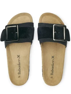 Leder-Pantoletten in Schwarz><noscript><img width=