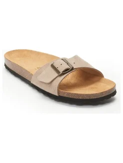 Leder-Pantoletten in Taupe>Mandel Discount