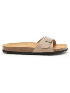 Leder-Pantoletten in Taupe>Mandel Discount