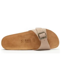 Leder-Pantoletten in Taupe><noscript><img width=