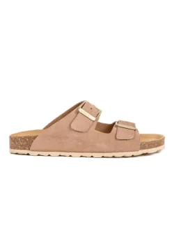 Leder-Pantoletten in Taupe>BABUNKERS Family Hot