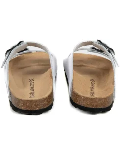 Leder-Pantoletten in Weiß><noscript><img width=