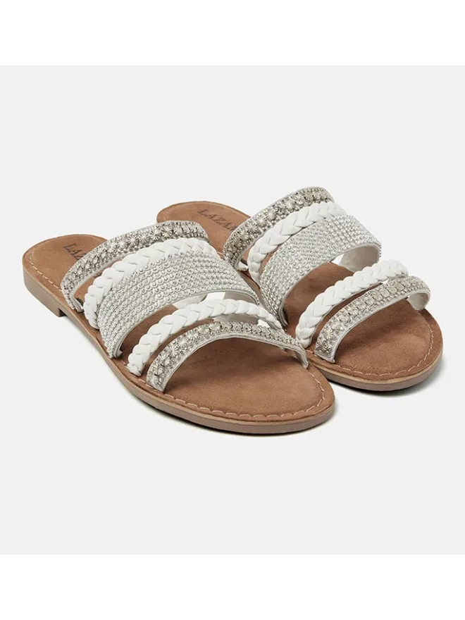 Lazamani Clogs & Pantoletten^Leder-Pantoletten in Weiß