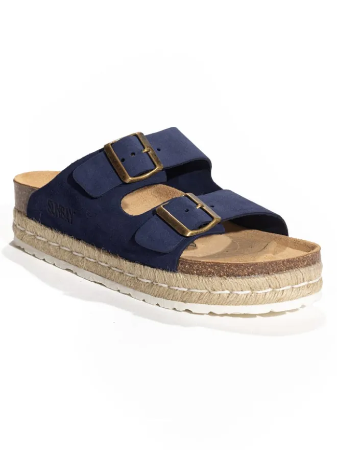 Leder-Pantoletten "Orange" in Dunkelblau>Sunbay New