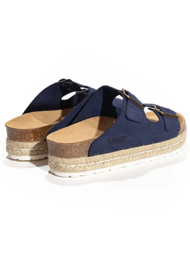 Leder-Pantoletten "Orange" in Dunkelblau>Sunbay New