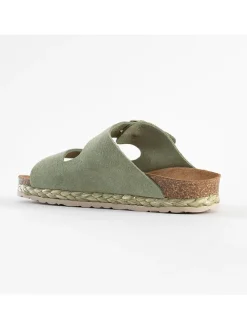 Sunbay Clogs & Pantoletten^Leder-Pantoletten "Trefle" in Hellgrün