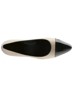 Leder-Pumps in Beige/ Schwarz><noscript><img width=