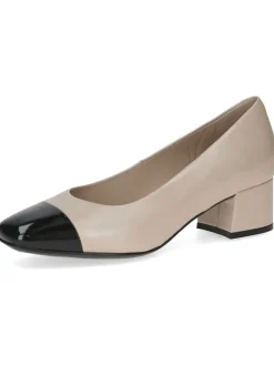 Leder-Pumps in Beige/ Schwarz>Caprice New