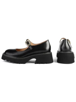 Leder-Pumps in Schwarz><noscript><img width=