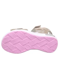 Leder-Sandalen in Beige><noscript><img width=