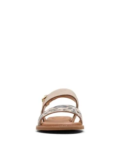 Leder-Sandalen in Beige/ Schwarz><noscript><img width=