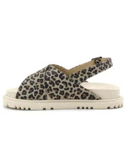 Goby Sandalen^Leder-Sandalen in Beige/ Schwarz/ Dunkelbraun