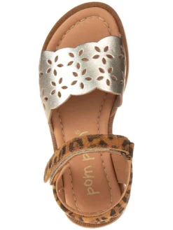 Leder-Sandalen in Braun/ Gold><noscript><img width=
