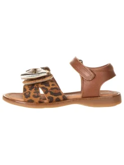 Leder-Sandalen in Braun/ Gold>POM POM Discount