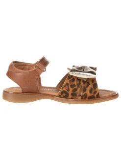 Leder-Sandalen in Braun/ Gold>POM POM Discount