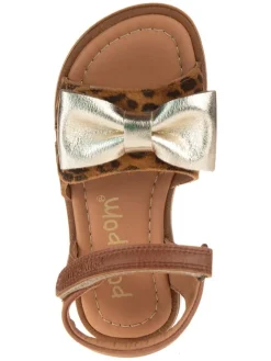 Leder-Sandalen in Braun/ Gold><noscript><img width=
