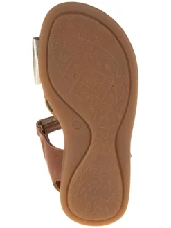 Leder-Sandalen in Braun/ Gold><noscript><img width=