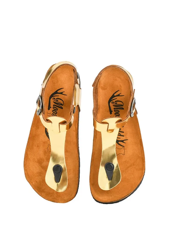 Leder-Sandalen in Gold>Moosefield Outlet