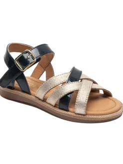 bisgaard Sandalen·Sandalen^Leder-Sandalen in Gold/ Dunkelblau