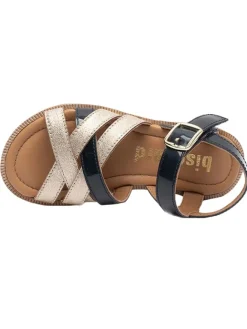 bisgaard Sandalen·Sandalen^Leder-Sandalen in Gold/ Dunkelblau