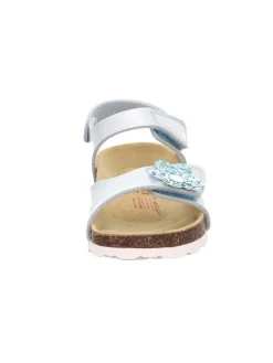 Leder-Sandalen in Hellblau/ Silber><noscript><img width=