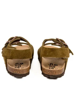 Leder-Sandalen in Khaki><noscript><img width=