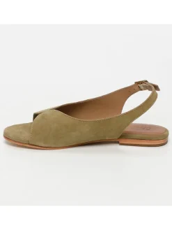 Leder-Sandalen in Khaki><noscript><img width=