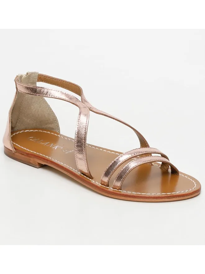 Leder-Sandalen in Rosegold>CALANK Hot